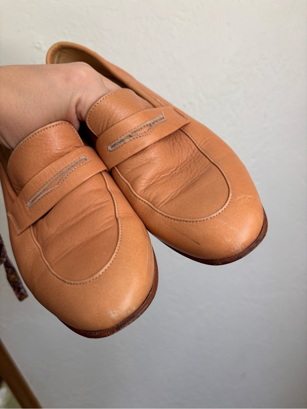 Women's Leather Loafers in Tan — Classic Slip-On Flats - Picture 9 of 10